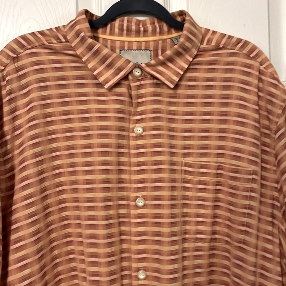 Tommy Bahama Silk Blend Striped Short Sleeve Business Casual Button Shirt Sz XXL